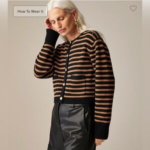 J. Crew Black and Brown Striped Sweater
